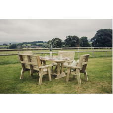 Ergo Table Set - Sits 6, Garden Dining Furniture Incl. Table, 2 Bench & 2 Chair - L250 x W290 x H105 cm - Min. Assembly Required