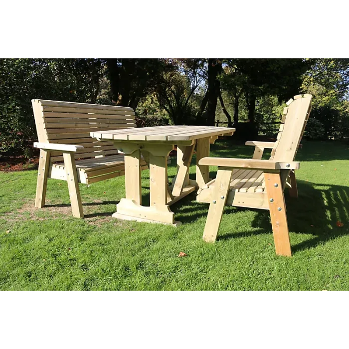CHURNET VALLEY GARDEN FURNITURE ERGO 6 SEAT TABLE SET 3XB