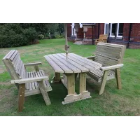 Ergo Table Bench Set - Sits 4, Wooden Alfresco Garden Dining Furniture Set - L250 x W180 x H105 cm - Min. Assembly Required