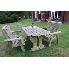 Ergo Table Bench Set - Sits 4, Wooden Alfresco Garden Dining Furniture Set - L250 x W180 x H105 cm - Min. Assembly Required