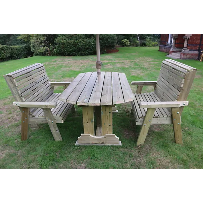 Ergo Table Bench Set - Sits 4, Wooden Alfresco Garden Dining Furniture Set - L250 x W180 x H105 cm - Min. Assembly Required
