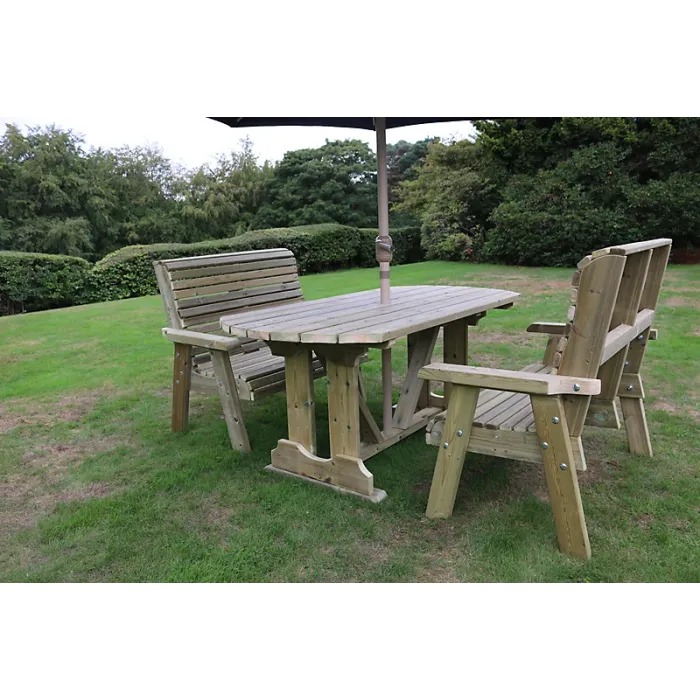 Ergo Table Bench Set - Sits 4, Wooden Alfresco Garden Dining Furniture Set - L250 x W180 x H105 cm - Min. Assembly Required