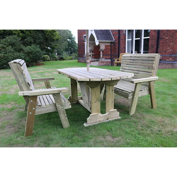 Ergo Table Bench Set - Sits 4, Wooden Alfresco Garden Dining Furniture Set - L250 x W180 x H105 cm - Min. Assembly Required