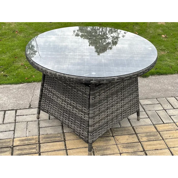 Fimous Rattan Garden Furniture Dining Set Table And Chair Sets PE Wicker Patio Outdoor 4 Chairs Plus Round Table