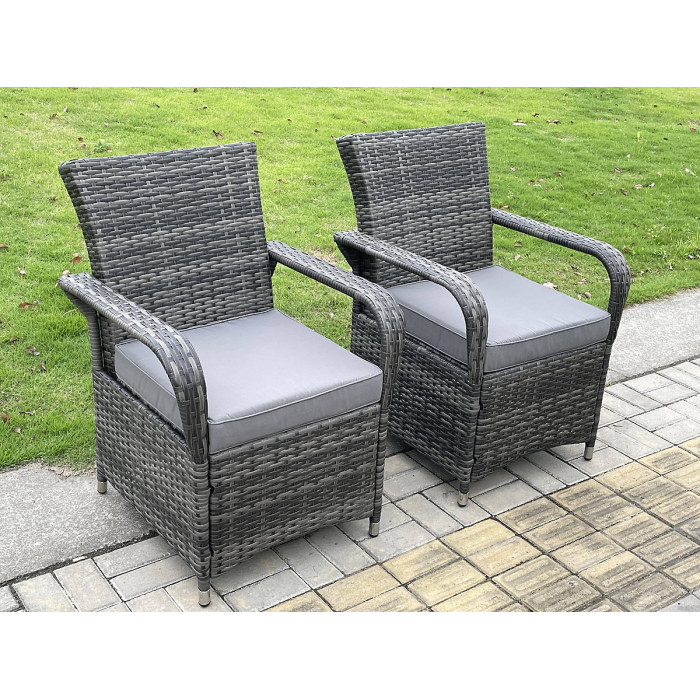 Fimous Rattan Garden Furniture Dining Set Table And Chair Sets PE Wicker Patio Outdoor 6 Chairs Black Tempered Glass Table