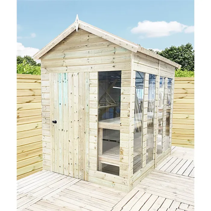 14 x 7 Pressure Treated Apex Potting Shed and Bench