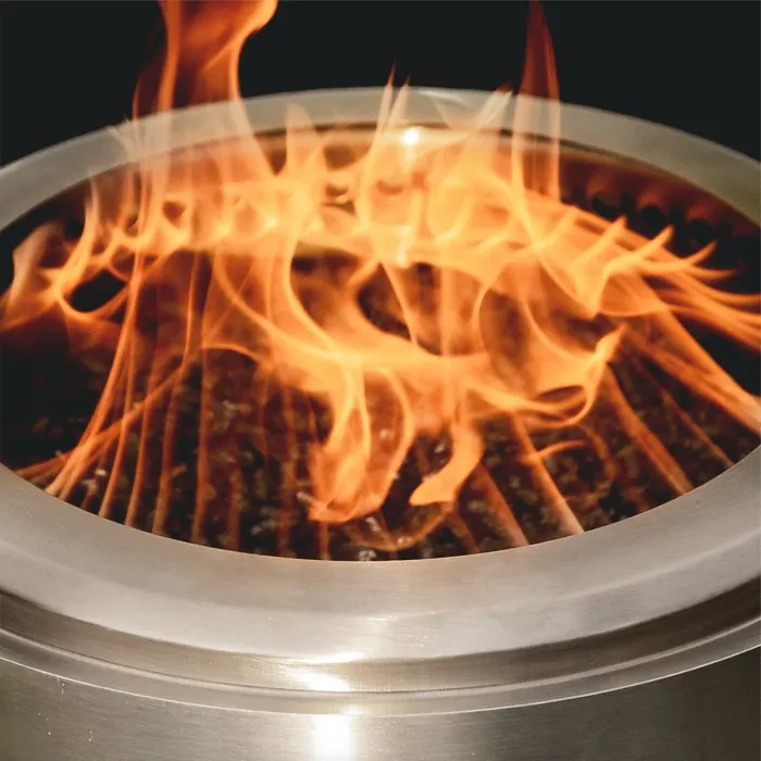 HerQs Smokeless FirePit Mighty - smokeless firepit for small outdoor spaces, includes 1x protective cover & 1x stable ring stand