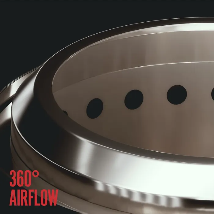 HerQs Smokeless FirePit Mighty - smokeless firepit for small outdoor spaces, includes 1x protective cover & 1x stable ring stand