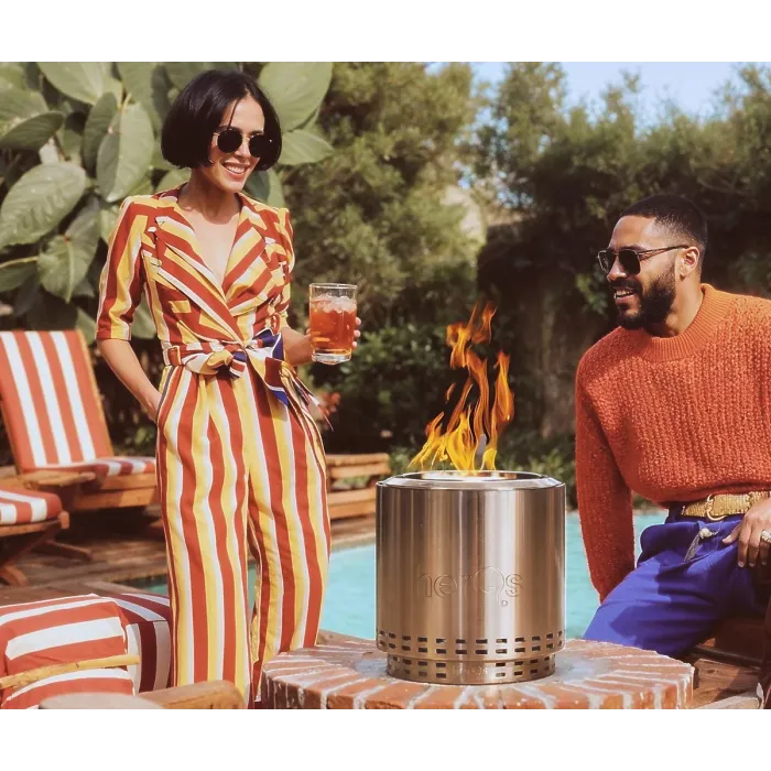 HerQs Smokeless FirePit Cozy - smokeless firepit for the average garden, includes 1x protective cover & 1x stable ring stand