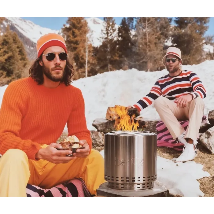 HerQs Smokeless FirePit Cozy - smokeless firepit for the average garden, includes 1x protective cover & 1x stable ring stand