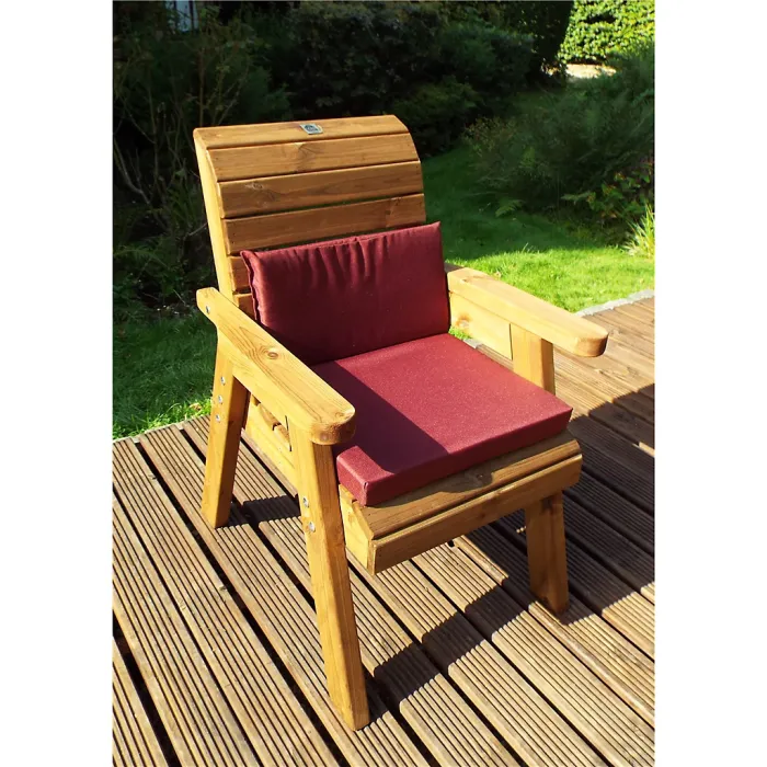 Traditional Two Seater Table Set With 2 x Burgundy Chair Cushion, 1 x Burgundy Parasol & Base & 1 x Cushion Storage Bag