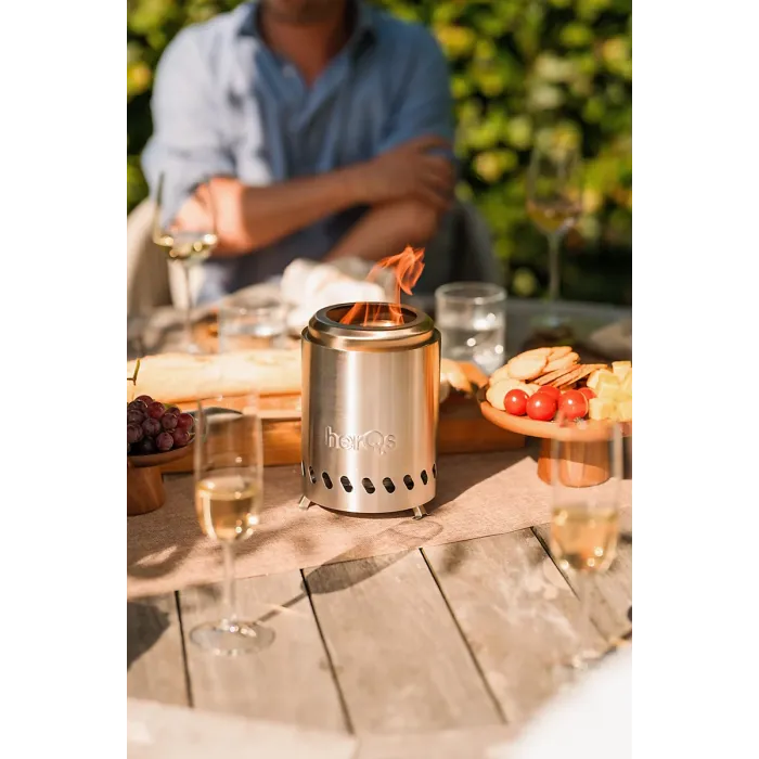 HerQs Smokeless FirePit Mini -smokeless firepit for small outdoor spaces, includes 1x protective cover & 1x stable ring stand