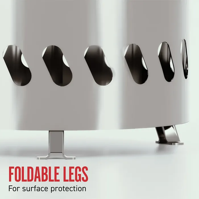 HerQs Smokeless FirePit Mini -smokeless firepit for small outdoor spaces, includes 1x protective cover & 1x stable ring stand