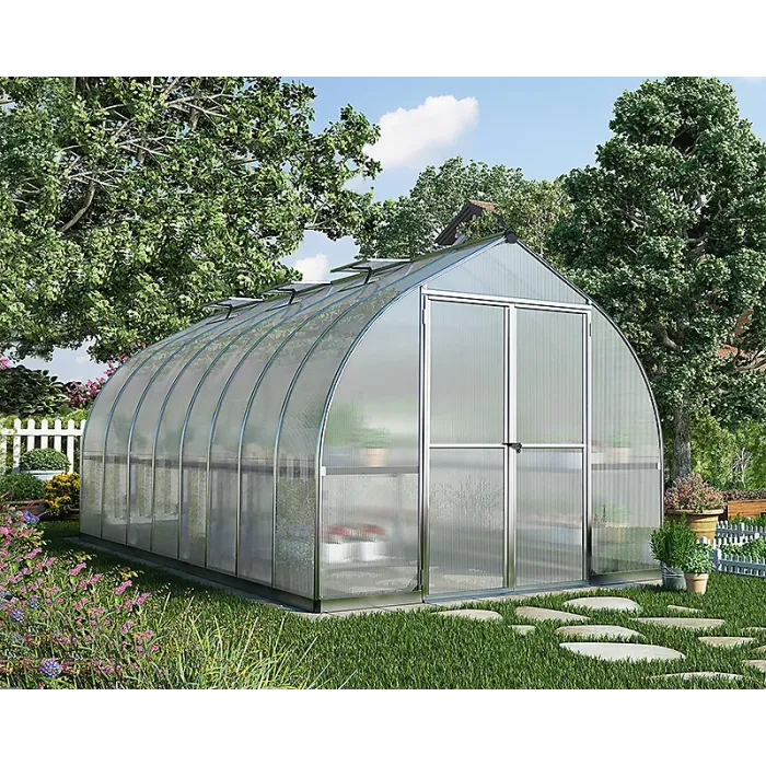 Greenhouse Bella Kit 8 x 16 Feet - Polycarbonate - L483.9 x W244 x H219 cm - Silver