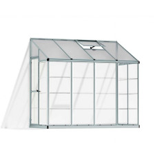 Lean To Greenhouse 8 x 4 - Silver Hybrid Polycarbonate - L243.8 x W123.8 x H224.7 cm - Silver